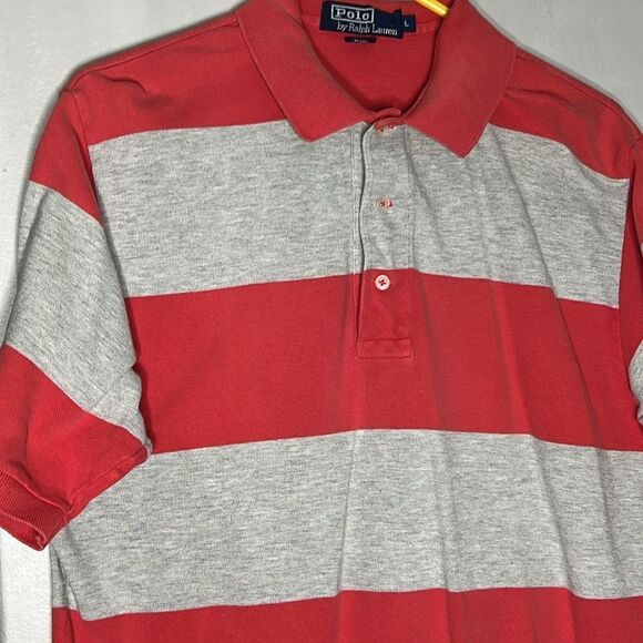 Vintage Polo by Ralph Lauren, blue label, striped polo shirt, size large - Picture 3 of 14